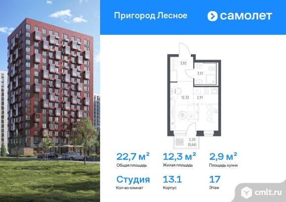 1-комнатная квартира 22,7 кв.м. Фото 1.