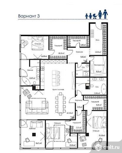 5-комнатная квартира 234,5 кв.м. Фото 3.