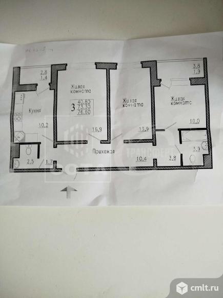 3-комнатная квартира 76,6 кв.м. Фото 7.
