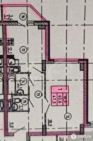 1-комнатная квартира 45,9 кв.м. Фото 18.
