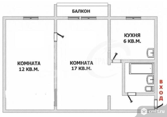 2-комнатная квартира 43,4 кв.м. Фото 1.
