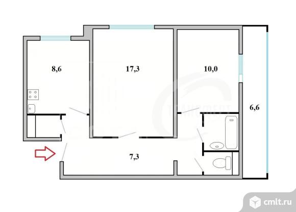 2-комнатная квартира 49,3 кв.м. Фото 17.