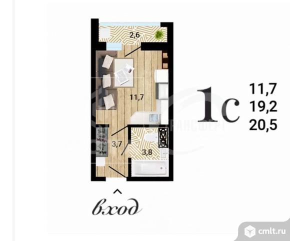 1-комнатная квартира 20,5 кв.м. Фото 1.