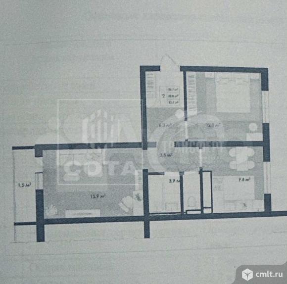 2-комнатная квартира 53,5 кв.м. Фото 10.