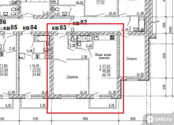 1-комнатная квартира 49,8 кв.м. Фото 4.