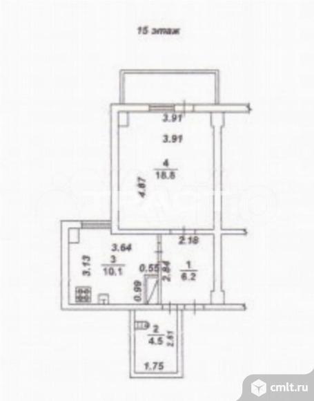 1-комнатная квартира 39 кв.м. Фото 7.