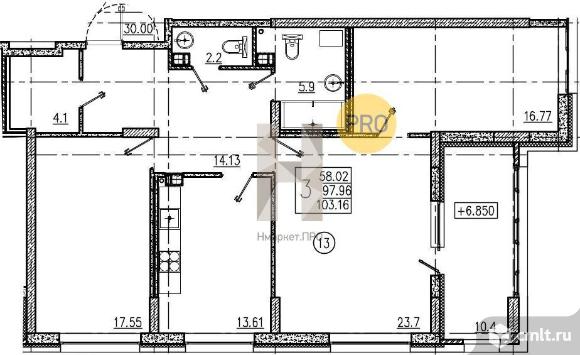 3-комнатная квартира 103,16 кв.м. Фото 12.