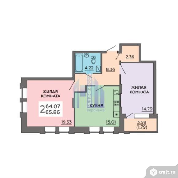 2-комнатная квартира 65,9 кв.м. Фото 7.