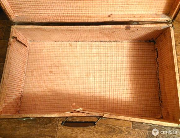 Большой деревянный старинный чемодан, СССР. Фото 5.