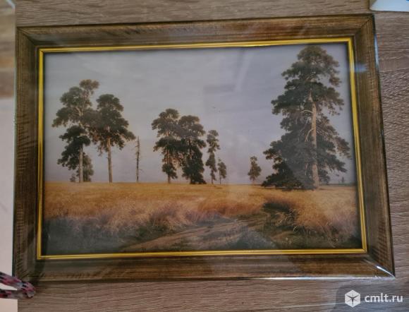 Картина Шишкина Рожь. Репродукция. Холст. Новая, в упаковке. Размер: Длина 20,5 см. Высота 14,5 см. Фото 1.