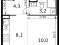 1-комнатная квартира 25,6 кв.м. Фото 2.