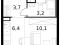 1-комнатная квартира 23,4 кв.м. Фото 3.