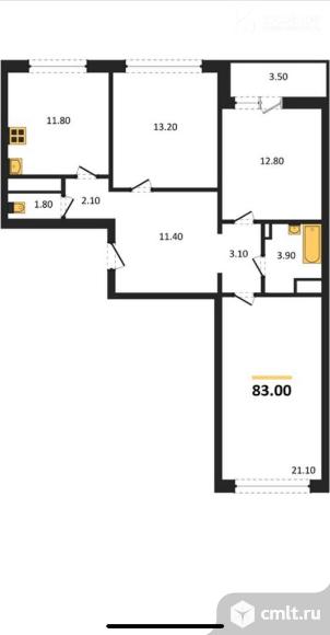 3-комнатная квартира 80,5 кв.м. Фото 11.