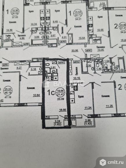 1-комнатная квартира 23,09 кв.м. Фото 4.