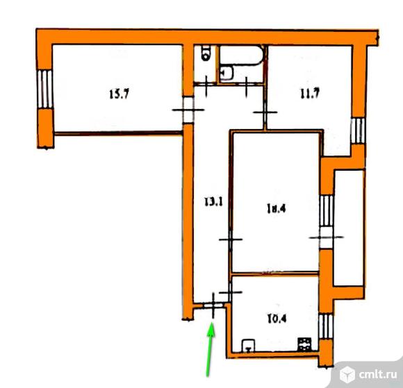 3-комнатная квартира 73,2 кв.м. Фото 20.