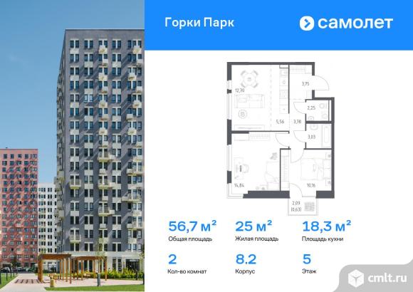 2-комнатная квартира 56,7 кв.м. Фото 1.