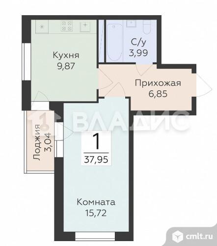 1-комнатная квартира 36,5 кв.м. Фото 10.