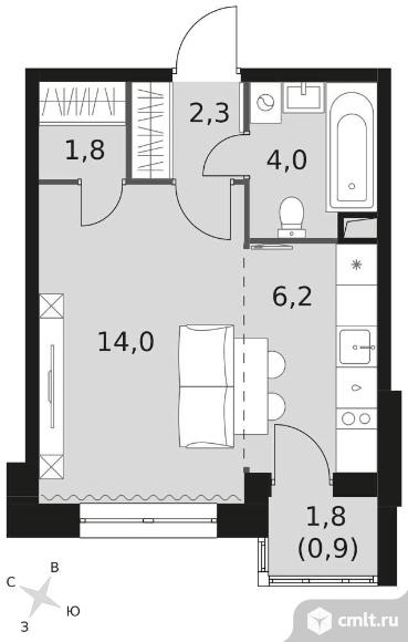 Продается студия 29.2 кв.м.. Фото 1.