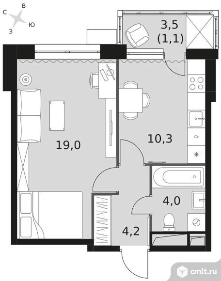 Продам 1-комн. квартиру 38.6 кв.м.. Фото 1.