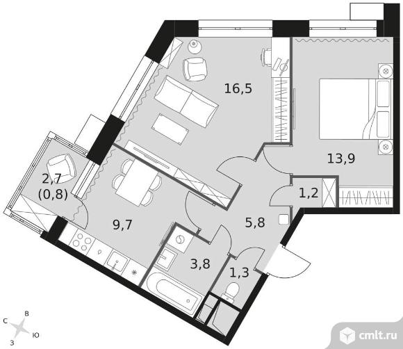 Продам 2-комн. квартиру 54.4 кв.м.. Фото 1.