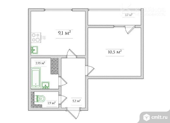 1-комнатная квартира 30 кв.м. Фото 1.