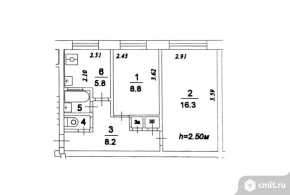 Продам 2-комн. квартиру 43.3 кв.м.. Фото 1.