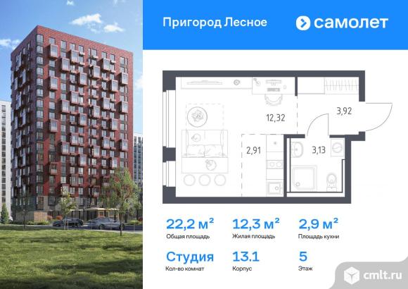 1-комнатная квартира 22,2 кв.м. Фото 1.