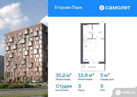 1-комнатная квартира 31,2 кв.м. Фото 1.