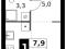 1-комнатная квартира 22,9 кв.м. Фото 3.