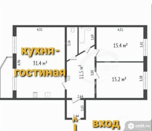 3-комнатная квартира 85 кв.м. Фото 13.