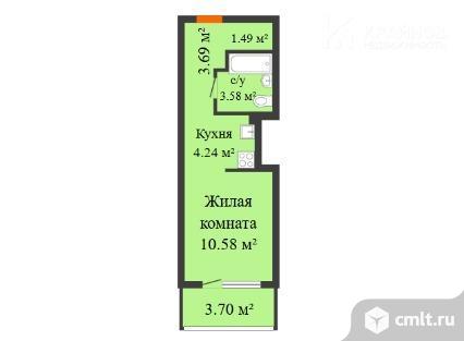 1-комнатная квартира 27,4 кв.м. Фото 1.