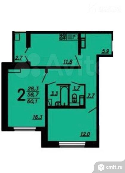 2-комнатная квартира 58,3 кв.м. Фото 1.