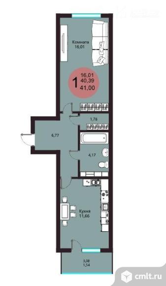 1-комнатная квартира 41 кв.м. Фото 1.