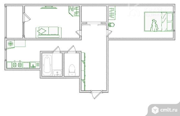 2-комнатная квартира 44,2 кв.м. Фото 1.