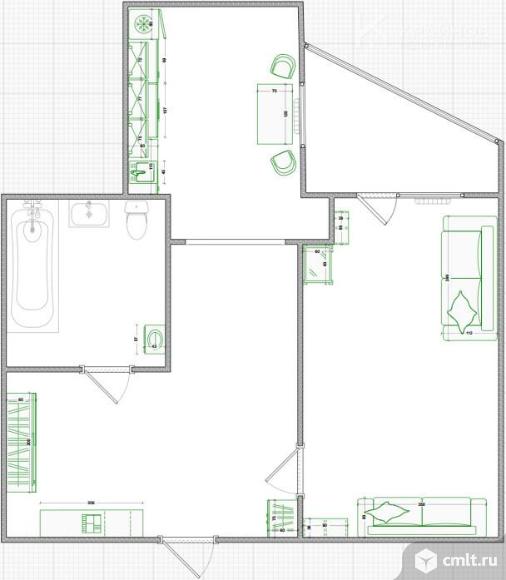 1-комнатная квартира 35,1 кв.м. Фото 1.