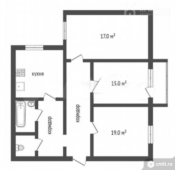 3-комнатная квартира 69,5 кв.м. Фото 1.