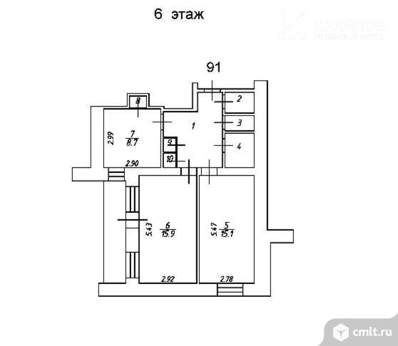 2-комнатная квартира 56 кв.м. Фото 1.