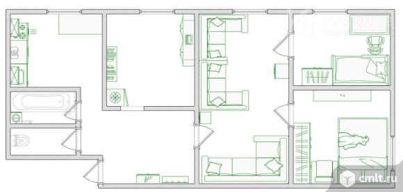 4-комнатная квартира 61,4 кв.м. Фото 1.