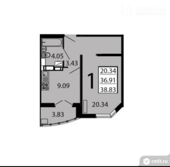 1-комнатная квартира 36,5 кв.м. Фото 1.