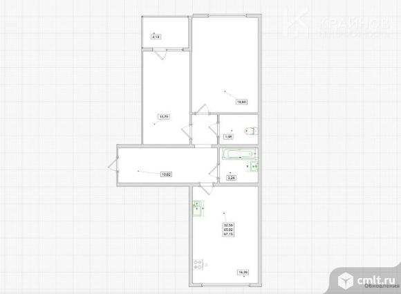 2-комнатная квартира 67,15 кв.м. Фото 1.