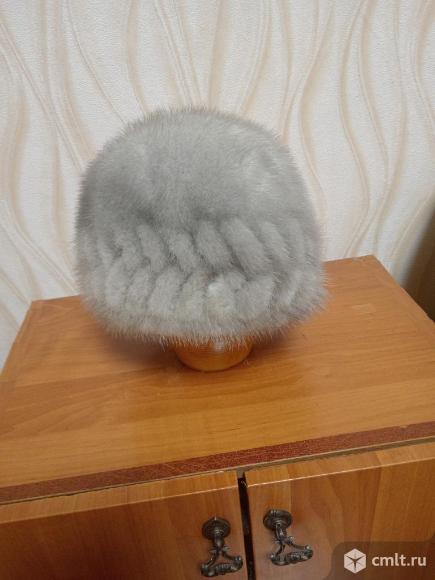 Шапка голубая норка. Фото 1.