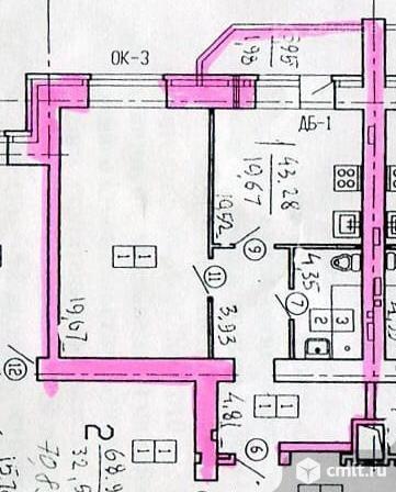 1-комнатная квартира 43,5 кв.м. Фото 1.