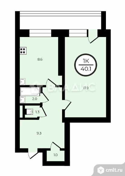 1-комнатная квартира 40,1 кв.м. Фото 18.