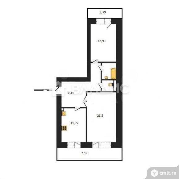 2-комнатная квартира 69,09 кв.м. Фото 14.