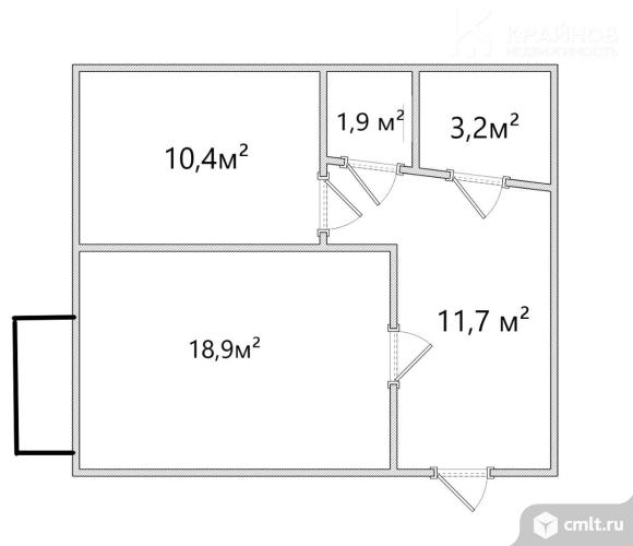 1-комнатная квартира 48,3 кв.м. Фото 1.
