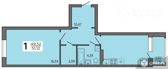 2-комнатная квартира 50,3 кв.м. Фото 1.