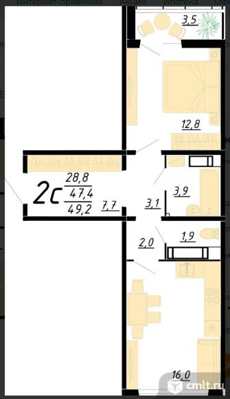 2-комнатная квартира 49,2 кв.м. Фото 1.