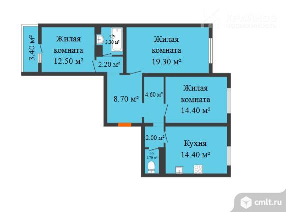 3-комнатная квартира 83 кв.м. Фото 1.