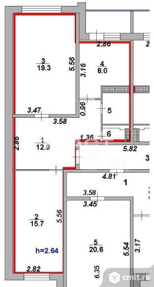 2-комнатная квартира 59,5 кв.м. Фото 20.