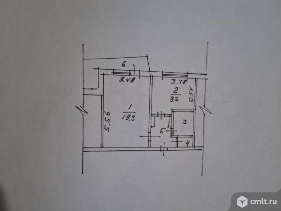 1-комнатная квартира 37,4 кв.м. Фото 1.